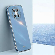 (Celestial Blue) For Huawei Mate 40 XINLI Straight 6D Plating Gold Edge TPU Shockpro...