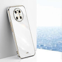 (White) For Huawei Mate 40 XINLI Straight 6D Plating Gold Edge TPU Shockpro...