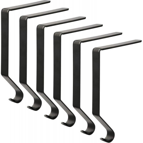 (Black) Christmas Metal Mantel Stocking Hanger Hooks