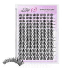 (Lash Kit,black)Veyesbeauty Manga Lash Clusters for Dramatic Volume, Invisible Band, 140 Reusable Clusters