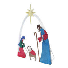(125 cmx38.9 cmx156 cm, Blue) Nativity Scene Christmas Decoration Light up for Themed Party Lawn Courtyard  [PB]