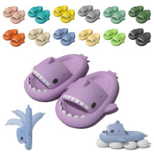 (40 41, Purple) Shark Couple Slippers for Men Women Kids | EVA Flip Flops | Outdoor Platform Cartoon Non-Slipping Shoes