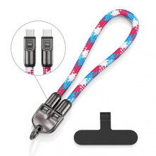 (Pink) 240w Usb C 2 In 1 Fast Charging Data Cable Cell Phone Lanyard Built in Charging Cable Smartphones Accessories