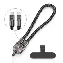 (Black) 240w Usb C 2 In 1 Fast Charging Data Cable Cell Phone Lanyard Built in Charging Cable Smartphones Accessories
