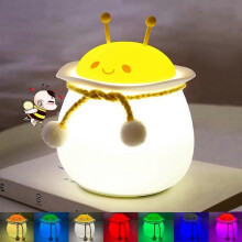 (Cat) Cute Night Light For Kids Silicone Baby Bedroom Lamp With Touch Sensor 7 Color Changing Usb Rechargeable[PB]