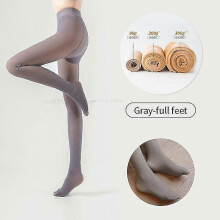 (85g-full feet, gray) New Winter Warm Tights Pantyhose Women Fleece Socks High Waist Thermal Stocking Insulated Pants Fake Translucent Leggings Tights