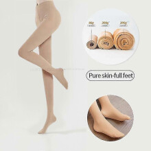 (85g-full feet,beige)New Winter Warm Tights Pantyhose Women Fleece Socks High Waist Thermal Stocking Insulated Pants Fake Translucent Leggings Tights