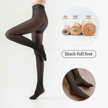 (85g-full feet,black)New Winter Warm Tights Pantyhose Women Fleece Socks High Waist Thermal Stocking Insulated Pants Fake Translucent Leggings Tights