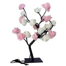 (Pink White) Night Light Rose Tree Lamp Pink Home Decoration Usb White Blue Plastic Removable 140x60x330mm Purple Decorative Led