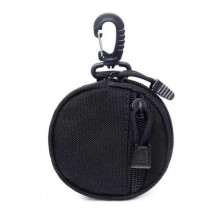 (Black) Portable Waterproof Coin Purse - EDC Round Earphone Protective Bag & Key Case for Outdoor Adventures