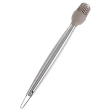 1Stk Silber Bbq Öl Pinsel Silikon Edelstahl Barbecue Zubehör