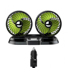 (12V version) Simple 360 Vehicle Fan USB 5V 12V 24V Double for Head Car Fan with 2 USB Ports