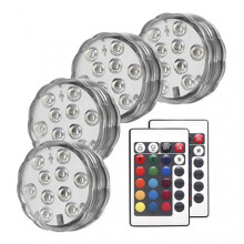 (4pcs) Swimming Pool Lights with Remote 10 LED 16 Color Underwater Light for Showrooms