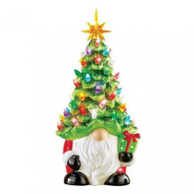 (1pc) Ceramic Gnome Christmas Tree Night Light, Lighted Christmas Gnome Tree, Nostalgic Night Light for Bedroom Office Indoor Decoration