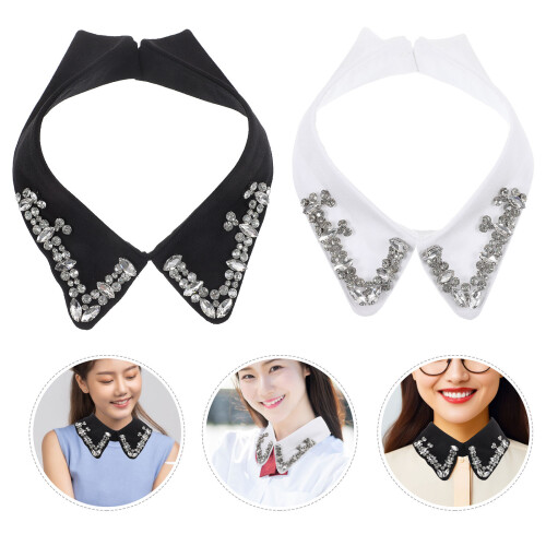 2 Set Blusenkragen Damen Weiß 1