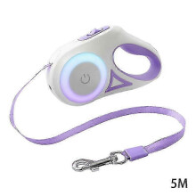 (5 m, Dream Purple) 3/5 Meters Telescopic Dog Leash with Light Durable Metal Buckle Dog Leash for Large Medium Small Dog