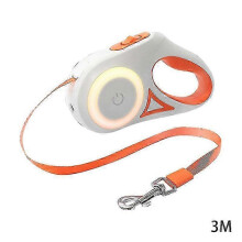 (3m, Sunshine Orange) 3/5 Meters Telescopic Dog Leash with Light Durable Metal Buckle Dog Leash for Large Medium Small Dog