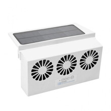(White) Solar Powered Fan Window Exhaust Fan Air Circulation Cooler Radiator Ventilator