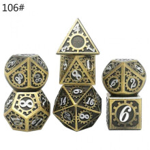(Light Gray) 7 Pieces Polyhedral RPG Dice Zinc Alloy Dice Role Playing Table Game Dice