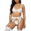 (S,White)Women Lace Garter Lingerie Set 1