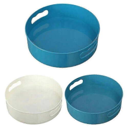 (Blue) Kitchen Turntable with Rotation Storage Rack and 2pcs Lazy Susan Trays