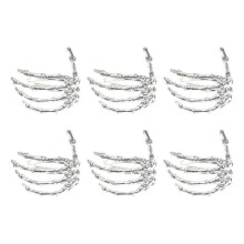 (5cm,silver)Halloween Alloy Skeleton Hand Napkin Rings - Pack Of 6 - DSW