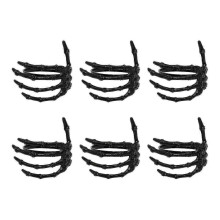 (5cm,black)Halloween Alloy Skeleton Hand Napkin Rings - Pack Of 6 - DSW
