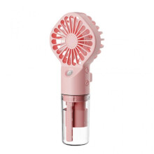 (Pink) Portable Water Spray Mist Fan USB Rechargeable Handheld Fan Quiet Cooling Fan