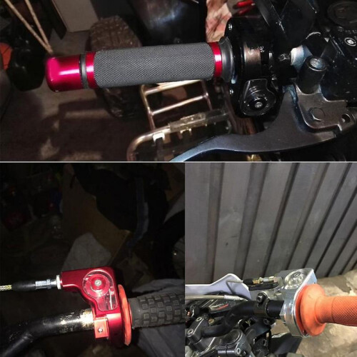 (Red) Twist Throttle Accelerator Handle Grips for 22mm Bar Durable Throttle Cable 1