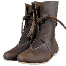 (40,Brown)Men's Medieval Boots Renaissance Cosplay Shoes Viking Leather Boots Pirate Tied Shoes - DSW