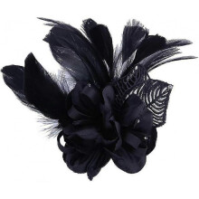 (Black)Fast shopping Feather Flower Brooch Pins Vintage Elegant Brooch Lapel Pin Jewelry Corsage for Hat Bag Dress Suit Gifts for Women