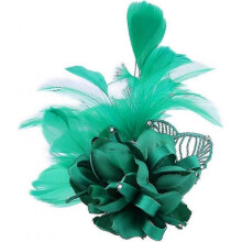 (Green)Fast shopping Feather Flower Brooch Pins Vintage Elegant Brooch Lapel Pin Jewelry Corsage for Hat Bag Dress Suit Gifts for Women