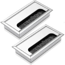 (silver) Rectangular Cable Grommet, 160mm Office Table Wire Hole Cover, Aluminum Alloy Home Computer Desk Cable Outlet Port, 2pcsd- Tw