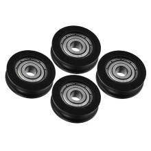 4 Laufrollen Rillenführungsrolle Mit 1,60x1,60x0,85 Cm Schwarz