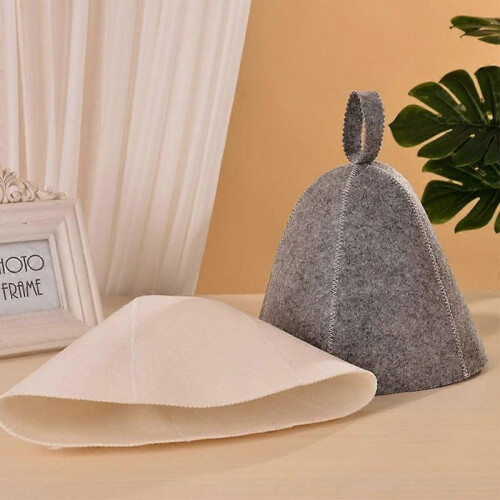 (White) Wool Felt Sauna Hat Wall Hangable Reusable Showering Supplies 1