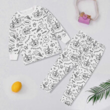 (2-3Years, Ice Cream) Creative Kids DIY Graffiti Pajamas Homewear Set, Colour Your Own Sleepwear Pyjamas for Boys & Girls - KM