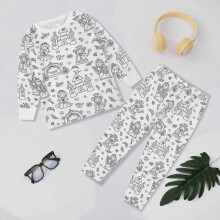(3-4Years, A Little Princess) Creative Kids DIY Graffiti Pajamas Homewear Set, Colour Your Own Sleepwear Pyjamas for Boys & Girls - KM