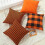 (Orange solid color) 65x65cm Halloween Orange Black Grid Throw Pillow for Case Bedroom Sofa Cushion Cover Hugging Pillowcase Home Decoration 5