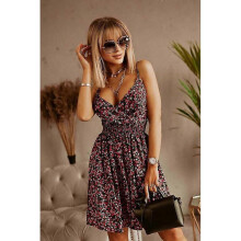 (S, 8) Women V-neck waist sexy suspender dress