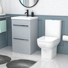 Nes Home 500mm Matte Grey 2 Drawers Vanity Square Close Coupled Toilet