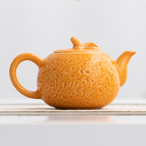 1 Set Kleiner Orangenförmiger Teekessel Mit Teeblattbehälter 1