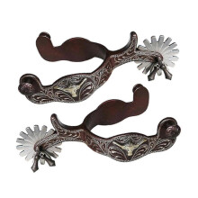 (Brown) 2x Horse Spurs Anti Rust Western Style Spur For Competition Equipments Men Silver