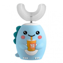 (44598, Blue) Kid's Electric Toothbrush Silicone Papanicolaou Training U-Shaped Teeth Brush