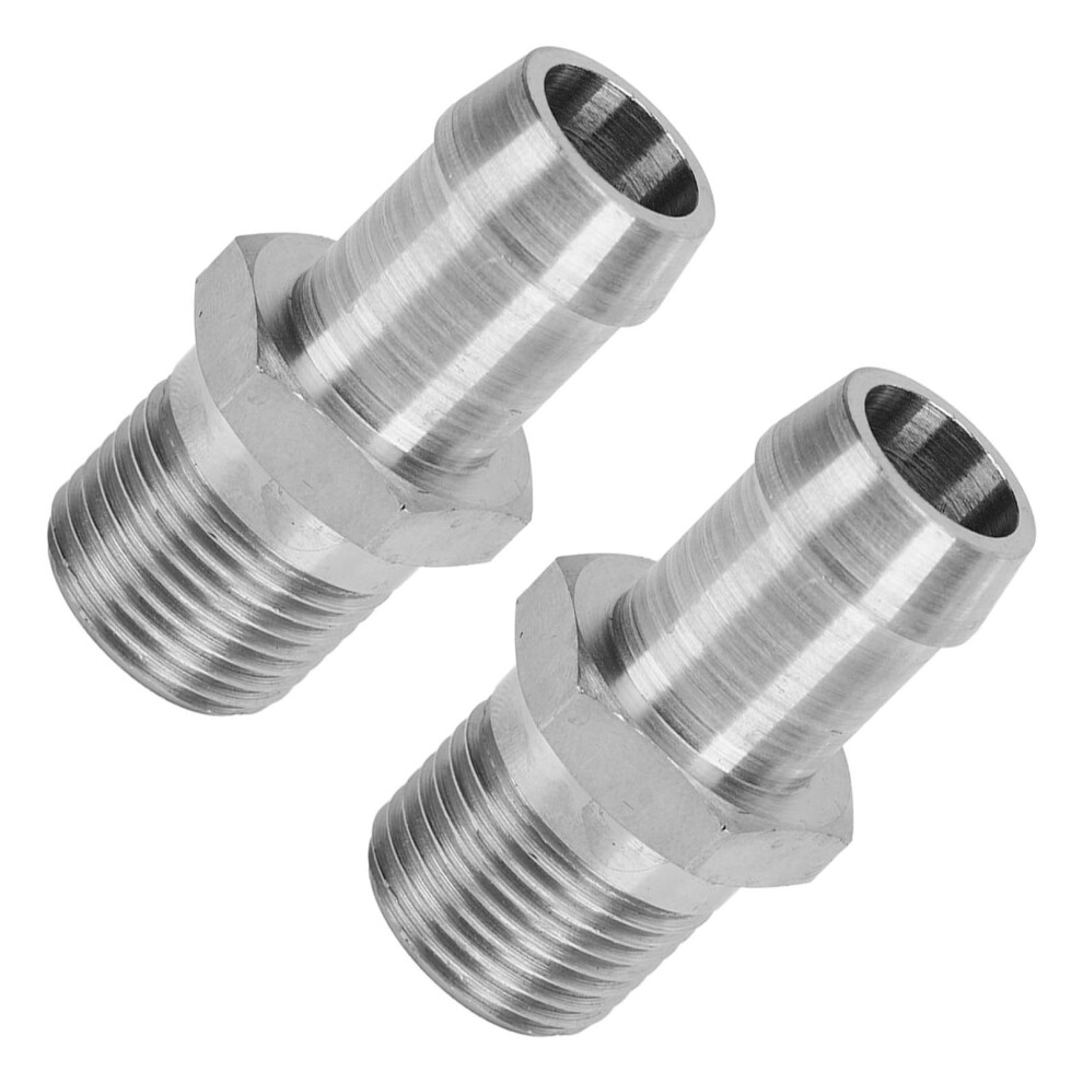 2 Pcs 1/2In Npt Male To 5/8In Barb Heater Intake Manifold Adapter, Iron, Silver 3701353881922