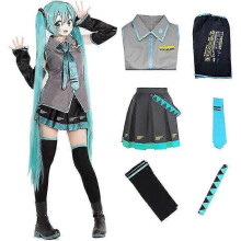 (M) Women Miku Anime Cosplay Costume Halloween Show Dress Comic Suits Uniform Full Set
