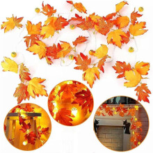 (style E) Artificial Fall Maple Leaves Pumpkin Garland Led Autumn Decorations Fairy Lights Halloween Thanksgiving Party DIY Supplies Props