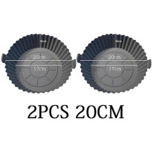 (2PCS-20CM) Air Fryers Oven Baking Tray Fried Chicken Basket Mat AirFryer Silicone Pot Round Replacemen Grill Pan air fryer Accessories