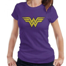 (XX-Large, Purple) Wonder Woman Faded Yellow Logo Women's T-Shirt