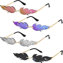 (Style 1) Fire Flame Sunglasses Rimless Flame Shaped Sun Glasses Wave Fire Shaped Glasses for Women Men Party Supplies Photo Props
