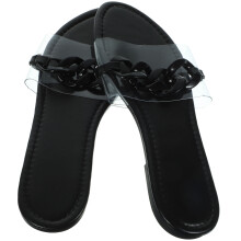 1Paar Modieuze Zwarte Flat Sandalen Dames Ontspannen